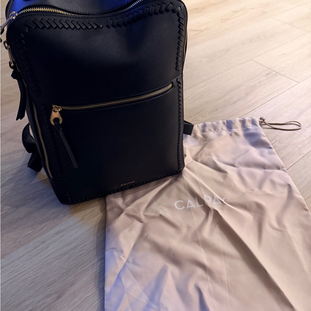 Calpak Black Backpack with Gold Accents